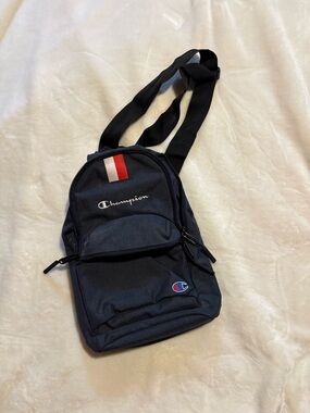 Champion Navy Sling Bag with Red-White Stripe